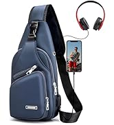 Peicees Mens Leather Crossbody Bag Trendy Sling Bag Man Purse Waterproof Sling Backpack Daypack C...