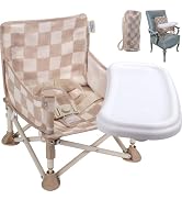 Tiny Marvels 3-in-1 Portable Baby Chair, Foldable Booster Seat with Removable Tray, Safety Harnes...