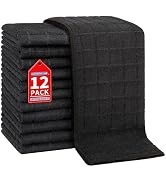 HOMERHYME Salon Towels, 12 Pack Black Hand Towels for Bathroom, 16 by 27 Inches Bulk Quick Dry Ab...