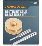 POWERTEC Solid Carbide Downcut Spiral Router Bits 1/4 Shank with Router Bushing, Collar & Alignme...