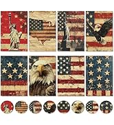 Whaline 32 Pack Patriotic Greeting Cards with Envelopes Stickers Vintage American Flag Blank Note...
