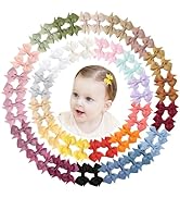 doboi 60PCS 2'' Baby Hair Clips Small Bows Fully Lined Grosgrain Boutique Solid Ribbon Mini Bows ...