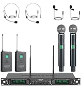 Phenyx Pro Wireless Microphone System, 4-Channel UHF Wireless Mic Set with Handheld/Bodypack/Head...