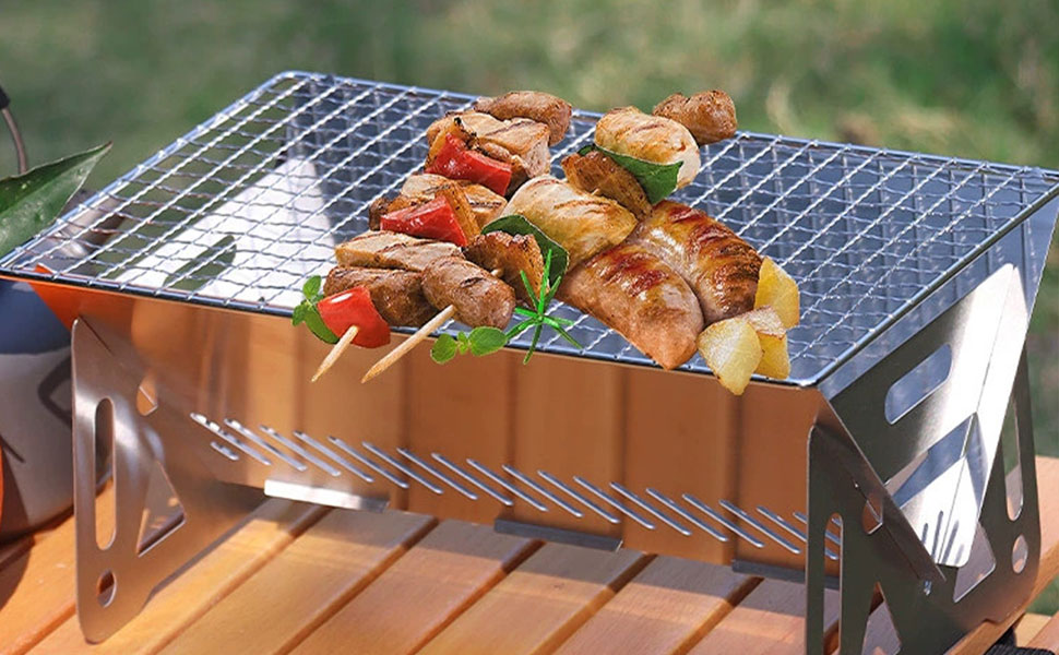 mini grill portable charcoal grill small bbq grill camping tabletop fire pit barbeque grill patio