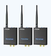 YMOO 2.4GHz Wireless Audio Transmitter Receiver (1 TX+2 RX) for Home Audio | 320ft Long Range 20m...