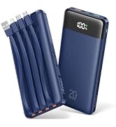 Orfeika 20000mAh Power Bank, Portable Charger with 4 Built-in Cables | 20W PD USB C Fast Charging...