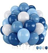 Dark Blue White Balloon, 12 Inch Different Shades Blue and White Balloon for Birthday Baby Shower...