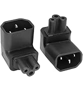 C14 to C5 Adapter YACSEJAO 90 Degree IEC 320 Male C14 to IEC Female C5 2 Pack Right Angled Power ...