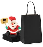 METRONIC 20Pcs 5.25x3.75x8 Small Black Gift Bags, Paper Bags with Handles | Heavy Duty Shopping B...