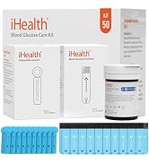 iHealth Blood Glucose Test Strips 50 Count, Lancets for Diabetes Management 50 Count, Compatible ...