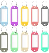 Uniclife 10 Pcs Key Tags, 10 Color Key Tags with Labels, Key Labels for Keychain, Plastic Key Ide...