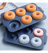 Vnray Nonstick Silicone Donut Pan: 3.5 Inch Doughnut Pan with Metal Frame - Silicone Donut Molds ...