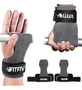 FITFIV Weight Lifting Wrist Strap, Double Leather Weightlifting Wrist Straps for Gym Strength Tra...