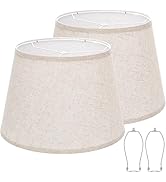 Large Drum Lamp Shades Set of 2, 12"Top x 16"Bottom x 11"High, Beige Lampshades for Table Lamps F...