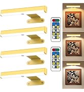 4Pack Wireless Picture Light with Remote,Battery Operated Wall Sconces for Wall Decor,3 Color Tim...