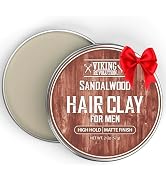 Viking Revolution Sandalwood Hair Clay for Men - Matte Finish Mens Hair Clay - Texturizing Clay H...