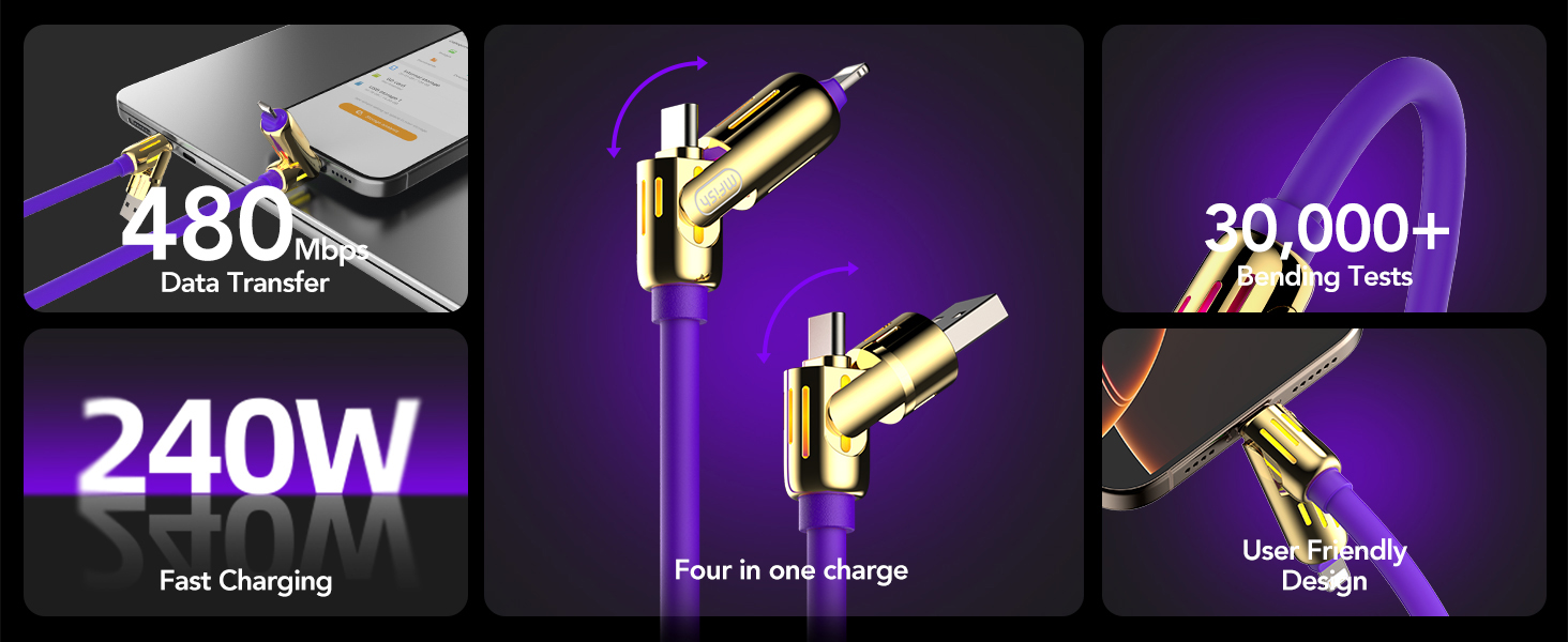 MFish 4-in-1 Universal USB Charging Cable with Carrying Case