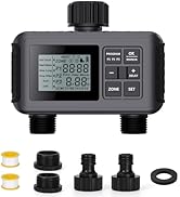 Uzoli SGW07 Sprinkler Timer, Water Timer for Garden Hose, Programmable Hose Timer 2 Outlet with R...