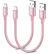 Short iPhone Charger(2pack 1Ft) Apple Mfi Certified Lightning Cable Fast Charging Nylon Braided P...
