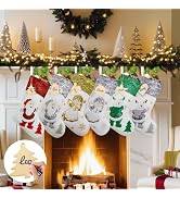 Personalized Stockings Christmas - 18.5 Inches Large Christmas Stockings with DIY Hanging Wooden ...