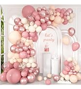 Ouddy Life 136Pcs Dusty Pink Blush Balloons Arch Kit Different Size | 18 12 10 5inch Rose Gold Nu...