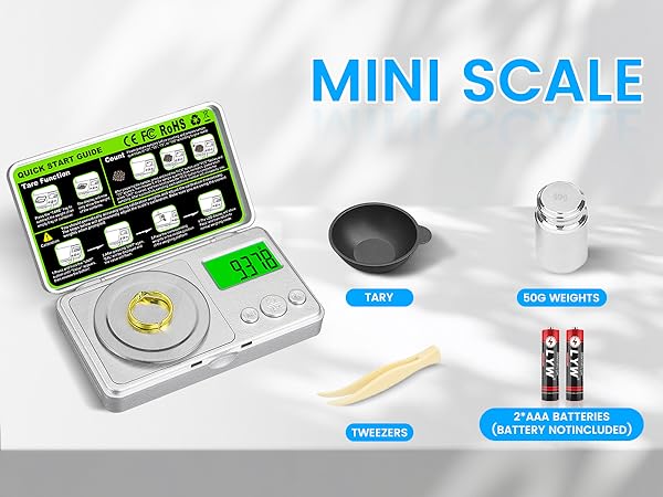 Simple appearance, equipped with weights/trays/tweezers/batteries