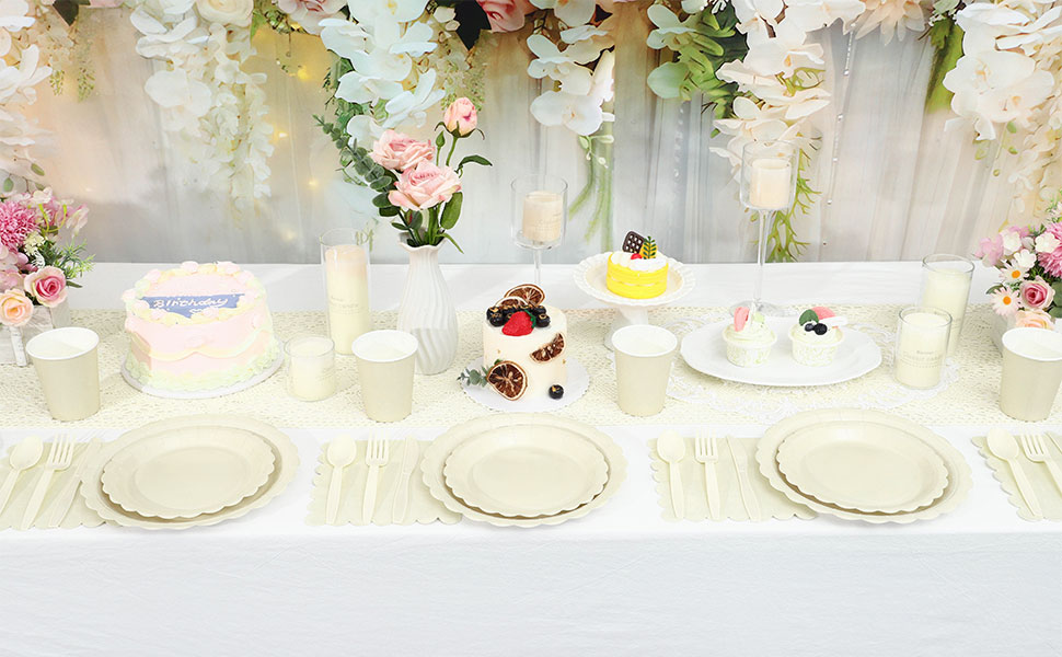 beige paper plates