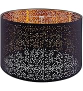 Wellmet Blackgold Drum Lampshades, Easy Assembly Required Replacement Lamp Shades, Fabric Lampsha...