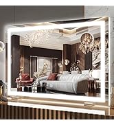 FENNIO Makeup Mirror with Lights 32"x22" ,LED Makeup Mirror ,Large Vanity Mirror with Lights,Touc...