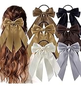 hisial 6Pcs Bow Hair Ties Non-Damage Ponytail Holders Hair Bows Ribbon for Women Fashion Bows Acc...