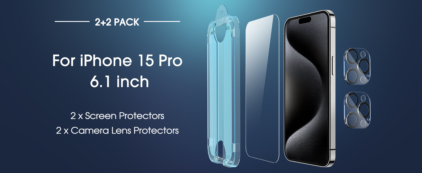 amFilm OneTouch iPhone 15 Pro 6.1" Screen Protector Tempered Glass