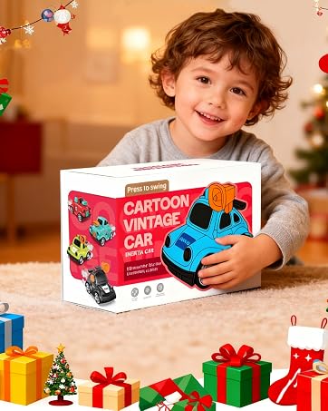 Cartoon Police Car Push and Go Inertia Toys for Toddlers 1-3
