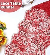 red Lace Table Runner red Embroidered Boho Lace Runners party Vintage Rustic Farmhouse Tables Runner