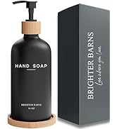 Black Glass Hand Soap Dispenser Bathroom Set by Brighter Barns - Bathroom Soap Dispenser Set with...