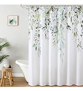 Colorful Star Sage Green Eucalyptus Waterproof Shower Curtain Set with Hooks, Minimalist Watercol...