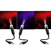 3Pcs Blue and Red USB Star Night Light, 7 Lighting Modes, Car Roof Lights, Portable Adjustable Ro...
