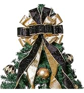 Halloween Tree Topper Christmas Tree Topper Wreath Bow, 52 * 13 inches Tree Toppers Bow with Gold...