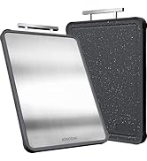 Kikcoin Double Sided Stainless Steel Cutting Boards for Kitchen, Stainless Steel and Wheat Straw ...