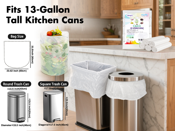 Trash bag 13 gallon white