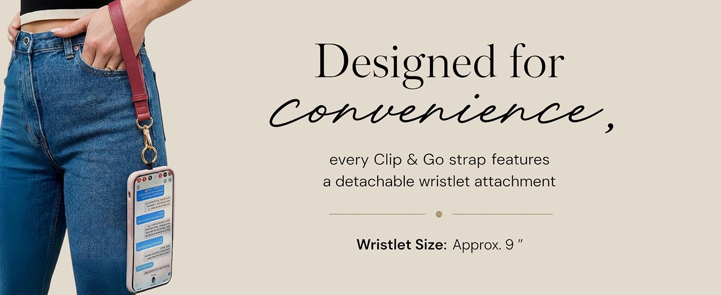 Designed for Convenience. Comes with a detachable wristlet.