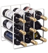 Buruis 9 Bottles Metal Wine Rack, Free-Standing Cabinet Water Bottle and Wine Rack Storage Organi...