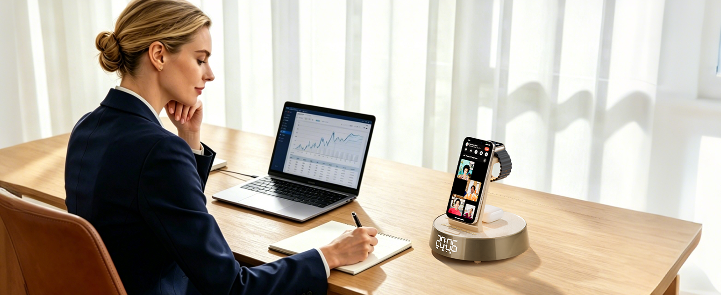 charge station with alarm clock Bluetooth speaker