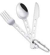 DZRZVD Camp Flatware Sets- Stainless Steel Spoon Fork Knife - Matching Matching Quick Hook - Ultr...
