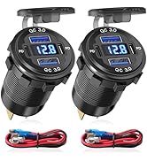 2PCS Depvko 12V USB Outlet, 78W 4 Port Aluminum Car Charger USB C Dual 30W PD & Dual QC3.0 Car Ad...