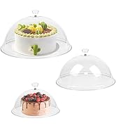 3 Pieces Clear Cake Dome Cover 8" 10" 12" Acrylic Cake Stand Cover Round Cake Cloche Dome Food Pl...