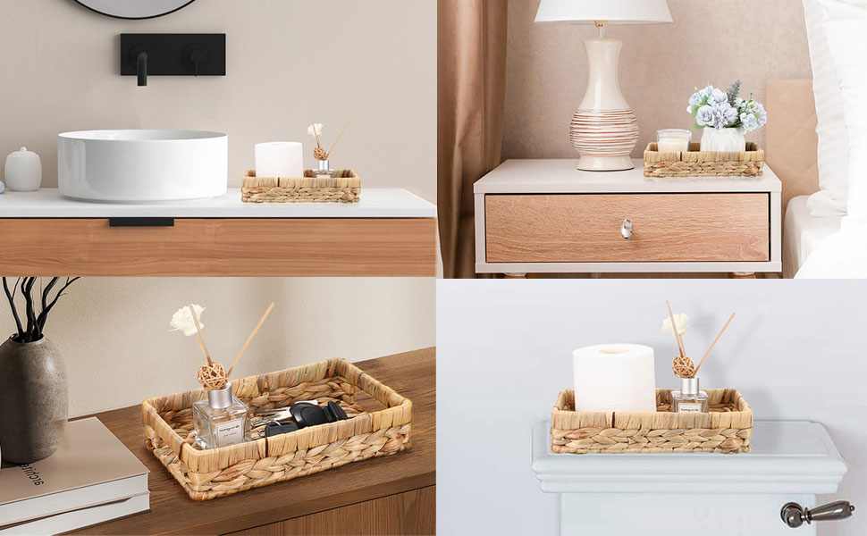 Water Hyacinth Wicker Basket for Organizing Wicker Shelf Basket with Lid Decorative Basket Bedroom