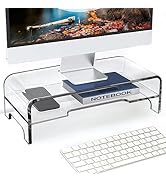 AMT Clear Acrylic Computer Monitor Stand, Grade-A Acrylic Clear Monitor Riser, Cat Keyboard Prote...