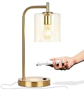 Brightech Elizabeth Table Lamp with Wireless Charging Pad and USB Port, Bedside Reading Lamp, Vin...