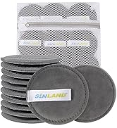 SINLAND Reusable Microfiber Makeup Remover Pads for Face,Eye,Lips 12Pack Washable Cotton Rounds f...