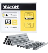 YEAHOME Heavy Duty Staples, 2000 Counts 3/8 inch T50 Staples, Galvanized 3/8 Inch Crown Upholster...
